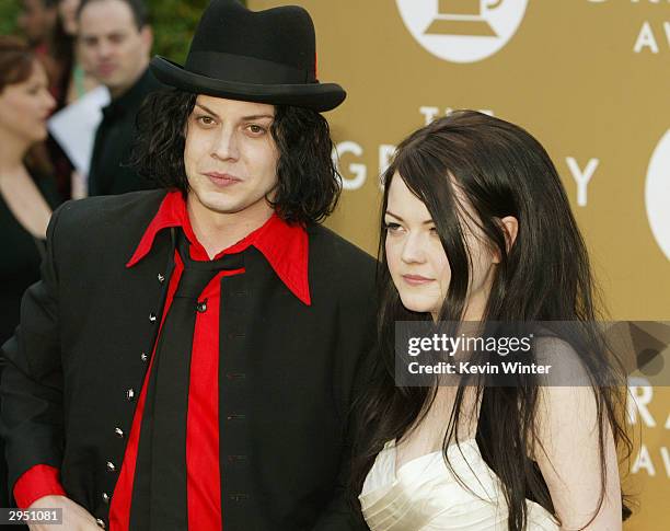 Jack and Meg White of the White Stripes arrive at the 46th Annual Grammy Awards held at the Staples Center on February 8, 2004 in Los Angeles,...