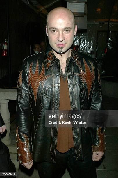 Disturbed singer Dave Draiman arrives at the Warner Music Group's Post-Grammy party at Katana on February 8, 2004 in West Hollywood, California.