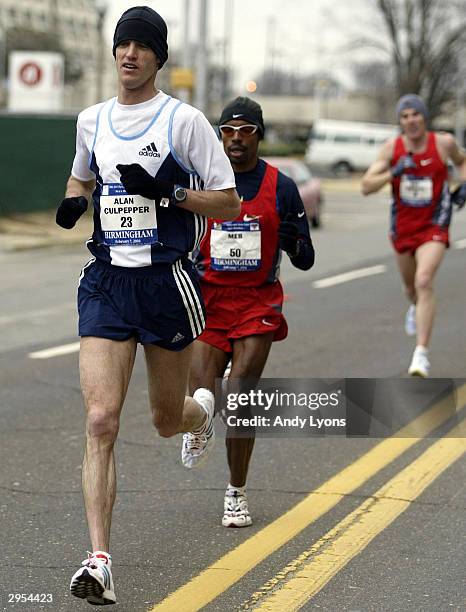 Alan Culpepper Meb Keflezighi and Dan Browne run together during the U.S. Olympic Marathon Trials on February, 7 2004 in Birmingham, Alabama....