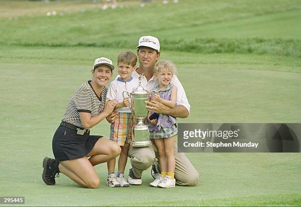 Steve Jones poses with his family after the U. S. Open at the Oakland Hills Country Club in Bloomfield Hills, Michigan. Mandatory Credit: Steve...