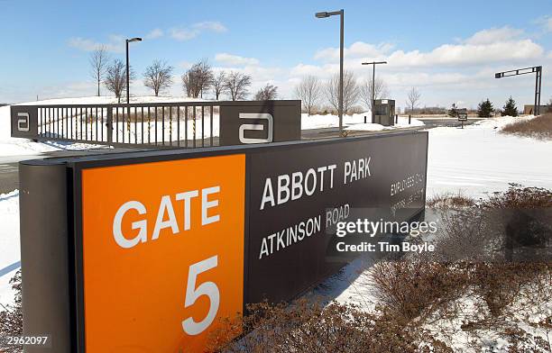 An entrance to Abbott Laboratories' headquarters is seen February 10, 2004 in Abbott Park, Illinois. Abbott Laboratories has announced that it has...