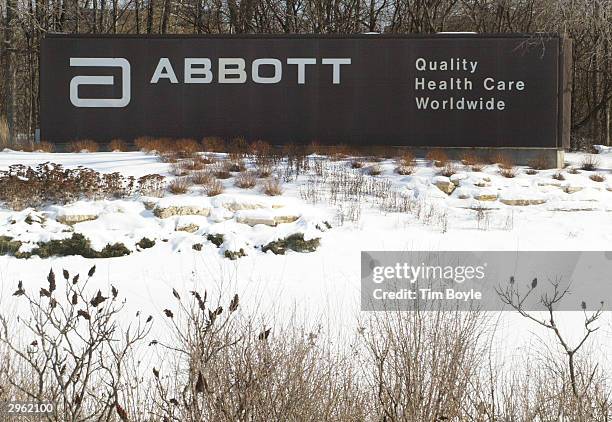 Abbott Laboratories signage is visible on the campus of its headquarters February 10, 2004 in Abbott Park, Illinois. Abbott Laboratories has...