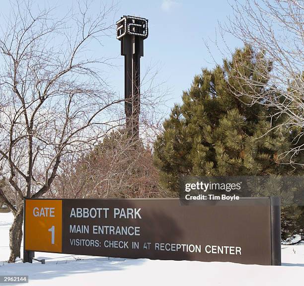 Abbott Laboratories signage is visible near the main entrance of its headquarters February 10, 2004 in Abbott Park, Illinois. Abbott Laboratories has...