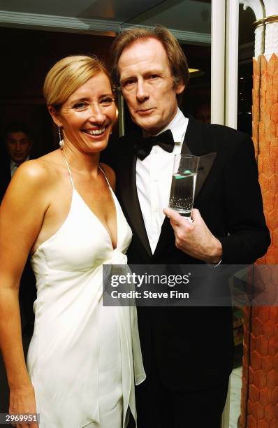 Actor Bill Nighy and Actress Emma Thompson arrives at the 24th Awards of the London Film Critics' Circle in aid of the NSPCC at The Dorchester on...