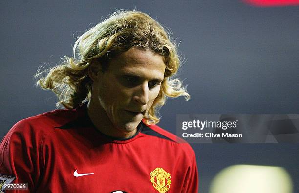 Diego Forlan of Manchester United at the end of the FA Barclaycard Premiership match between Manchester United and Middlesbrough at Old Trafford on...
