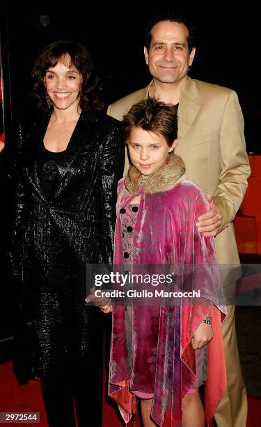 Actress Brooke Adams, husband Tony Shalhoub and daughter Sophie arrive at the Los Angeles premiere of Paramount's "Against the Ropes" at Grauman's...