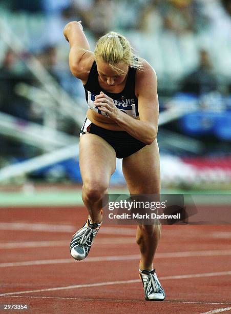 Tamsyn Lewis of Australia starts in the Womens 800 Metres during the Telstra A Series meeting at Olympic Park February 12, 2004 in Melbourne,...