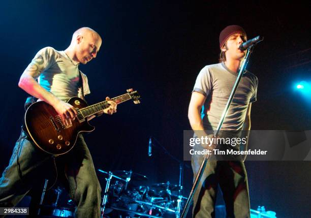 Eloocation Jeremy Hora and Dallas Smith of Default performing part of the bands ...