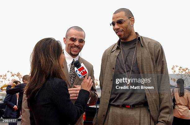 Jason Kidd and Kenyon Martin of the New Jersey Nets arrive at the 2004 NBA All-Star Game on February 15, 2004 at the Staples Center in Los Angeles,...