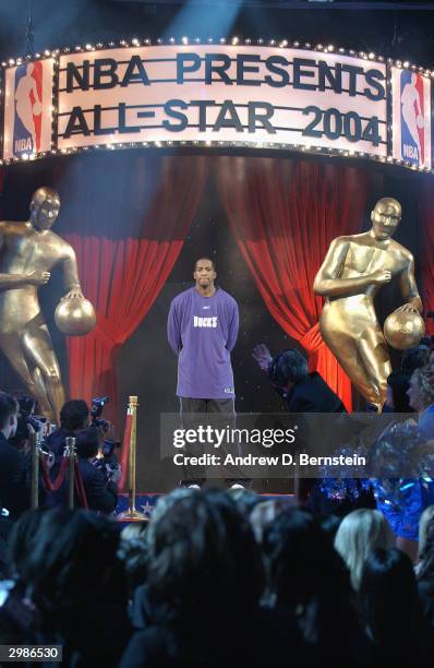 Michael Redd of the Milwaukee Bucks during player introductions prior to the 2004 NBA All-Star Game February 15, 2004 at the Staples Center in Los...