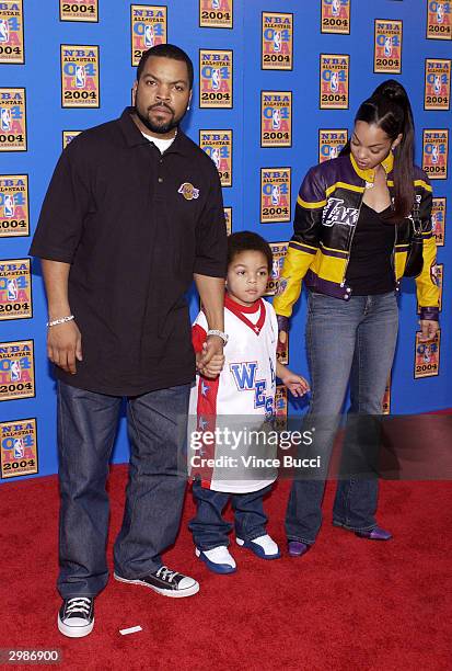 Actor and rap artist Ice Cube with his family attend the 2004 NBA All-Star Game held on February 15, 2004 at the Staples Center, in Los Angeles,...