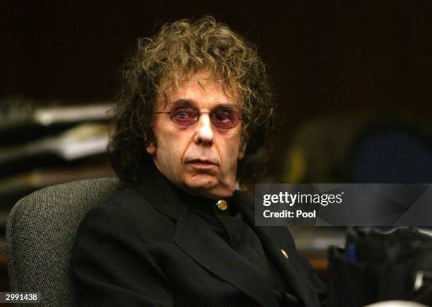 Music producer Phil Spector attends an evidentiary hearing in Alhambra Municipal Court February 17, 2004 in Alhambra,California. Spector is charged...