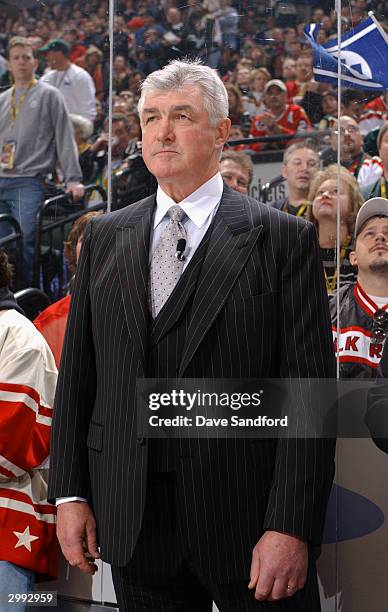 Eastern Conference All-Star head coach Pat Quinn of the Toronto Maple Leafs watches the 54th NHL All-Star Game against the All-Star West during the...
