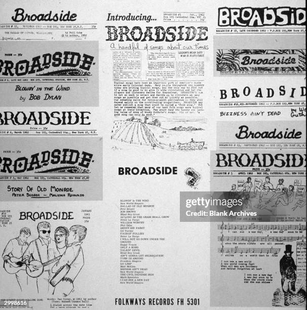 Album cover for the Folkways release, 'Broadside Ballads Volume 1,' recorded in New York City, September 1963.