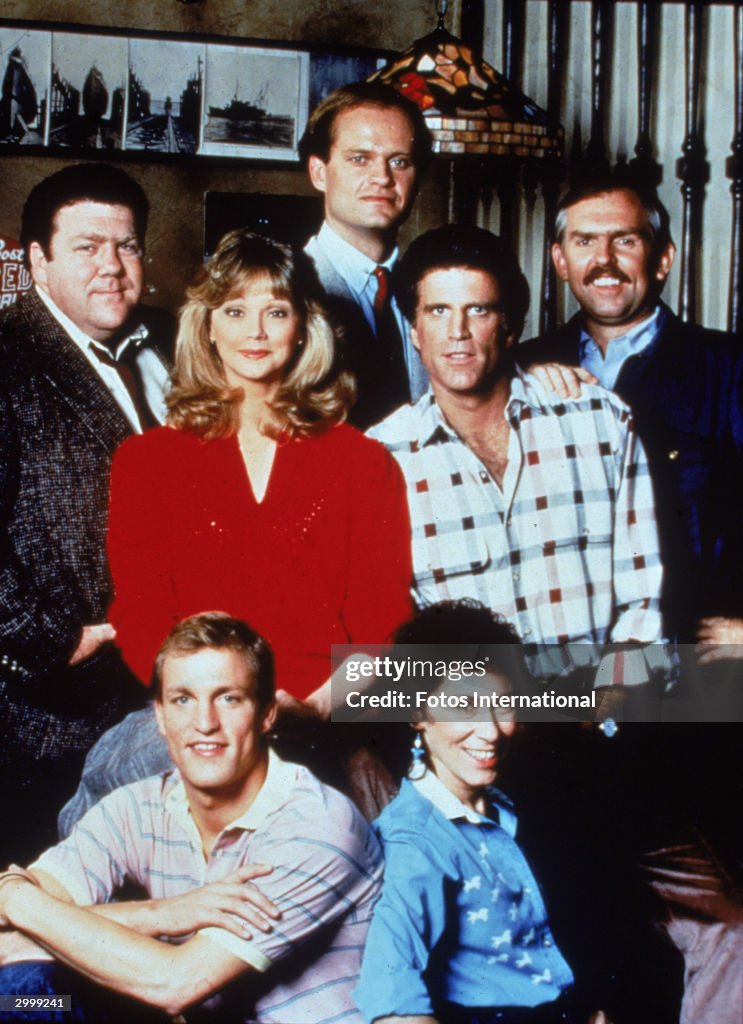 Portrait of the cast of the TV series, 'Cheers,' circa 1985. CW, L-R ...
