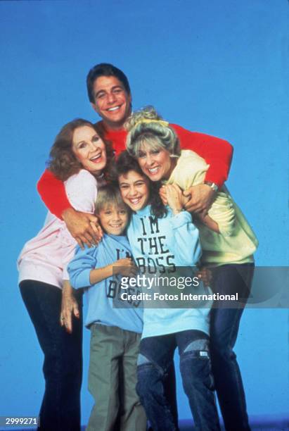 Promotional portrait of the cast of the TV series, 'Who's The Boss,' circa 1985. CW : Actors Tony Danza, Judith Light, Alyssa Milano, Katherine...