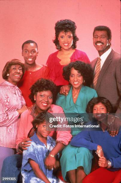 Promotional studio portrait of the cast of the television series '227,' circa 1985. L-R: Actors Helen Martin, Curtis Baldwin, Jackee Harry, Hal...