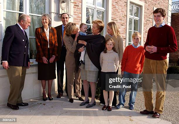 King Albert, Arch-duchess Margherita, Prince Lorenz, Prince Joachim, Princess Astrid, Princess Louisa-Maria and Prince Amedeo attend a photocall to...