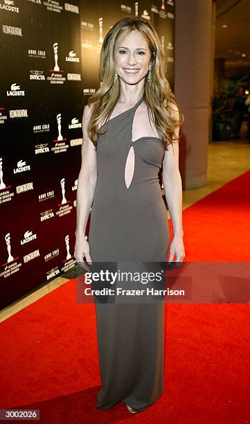 Actress Holly Hunter attends the 6th Annual Costume Guild Awards in the International Ballroom at the Beverly Hilton Hotel February 21, 2004 in...