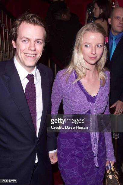 British socialite Tom Parker Bowles and girlfriend attend the launch party for the film "Charlies Angels" at the Red Cube Club on November 23, 2000...