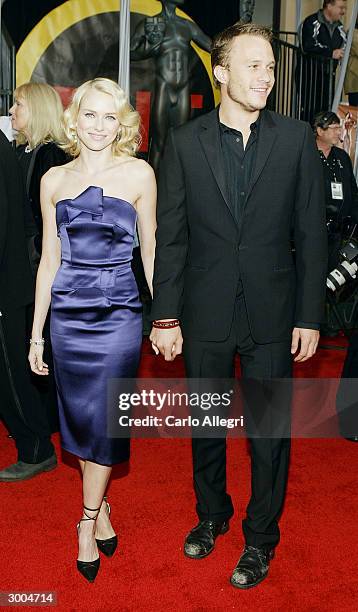 Actress Naomi Watts and Actor Heath Ledger attend the 10th Annual Screen Actors Guild Awards at the Shrine Auditorium on February 22, 2004 in Los...