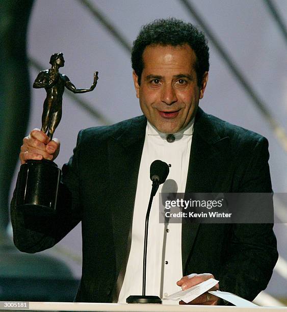 Actor Tony Shalhoub accepting his award for Outstanding Performance by A Male Actor in a Comedy Series onstage during the 10th Annual Screen Actors...