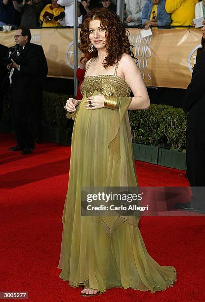 Actress Debra Messing attends the 10th Annual Screen Actors Guild Awards at the Shrine Auditorium on February 22, 2004 in Los Angeles, California.