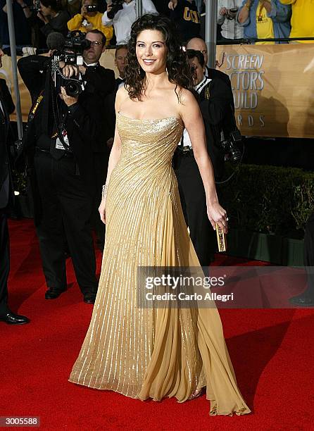 Actress Catherine Zeta-Jones attends the 10th Annual Screen Actors Guild Awards at the Shrine Auditorium on February 22, 2004 in Los Angeles,...