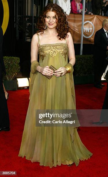 Actress Debra Messing attends the 10th Annual Screen Actors Guild Awards on February 22, 2004 at the Shrine Auditorium, in Los Angeles, California.