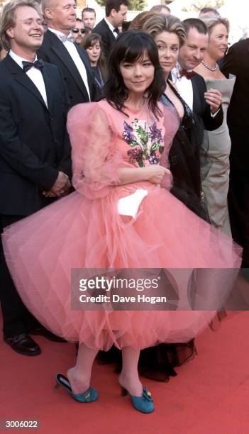 Icelandic pop star Bjork arrives at the premiere of her film "Dancer In The Dark" at the International Film Festival on May 17, 2000 in Cannes,...