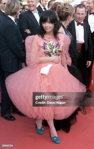 Icelandic pop star Bjork arrives at the premiere of her film "Dancer In The Dark" at the International Film Festival on May 17, 2000 in Cannes,...