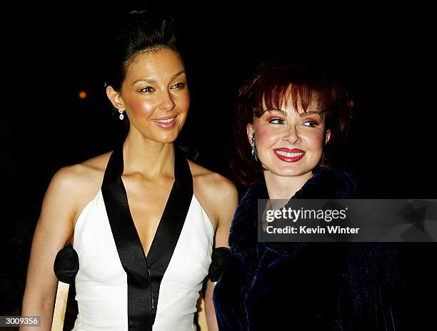 Actress Ashley Judd and her mother singer Naomi Judd arrive at the premiere of "Twisted" on February 23, 2004 at Paramount Studios, in Los Angeles,...