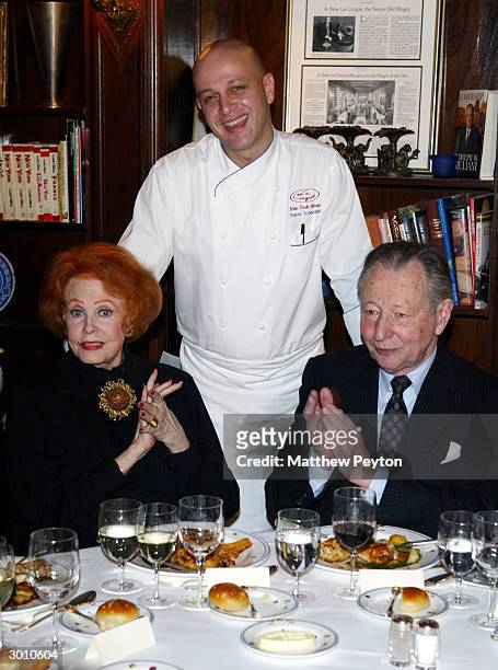 Actress Arlene Dahl, Le Cirque 2000 Executive chef Pierre Schaedelin and Chair of the Academy's New York Events Committee Arthur Manson attend The...