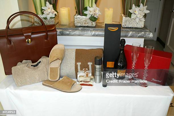 Estee Lauder gift bags given to male celebrities at the Estee Lauder Oscar Spa held at Four Seasons Hotel on February 25 2004 in Beverly Hillls,...