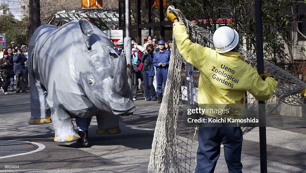 Employees Take Part In Emergency Earthquake Training Drill At Tokyo Zoo