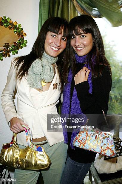 Actress's Nikki Collins and Teena Collins at the Shizue handbag Oscar preview launch party hosted by Tamara Beckwith and sponsored by Moet and...