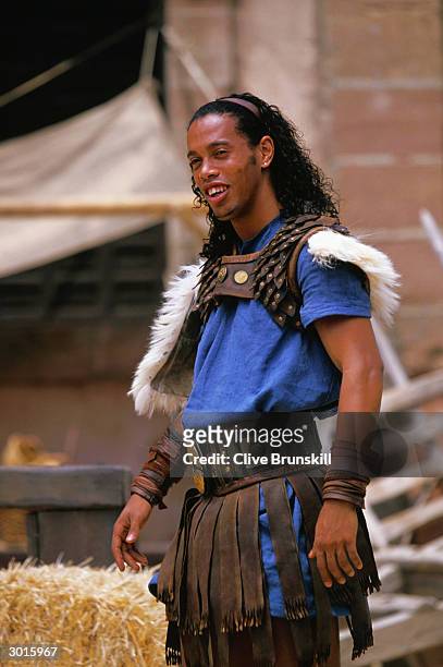 Ronaldinho on set during the making of the Pepsi football commercial 'Pepsi Foot Battle' held on July 4, 2003 in Madrid, Spain.