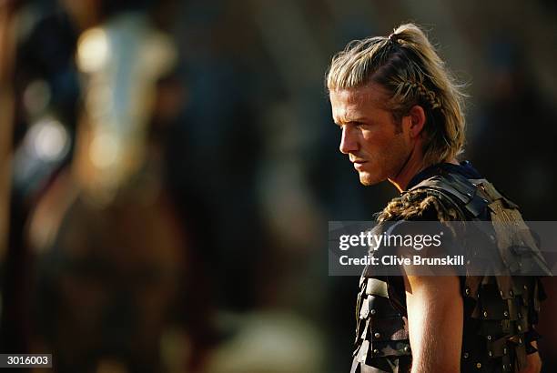 David Beckham on set during the making of the Pepsi football commercial 'Pepsi Foot Battle' held on July 4, 2003 in Madrid, Spain.