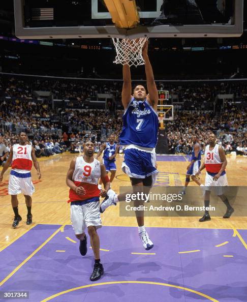 Hoop Cook Brian Cook of the Los Angeles Lakers goes to the hoop against the ...