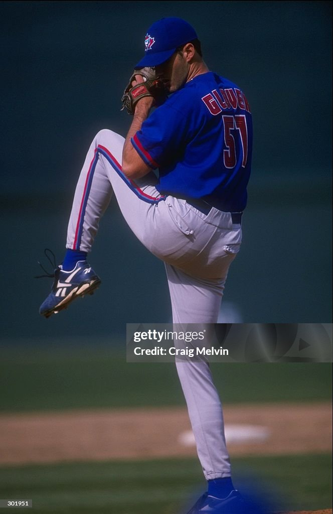 Gary Grover Pitcher Gary Glover of the Toronto Blue Jays in action during a... News ...