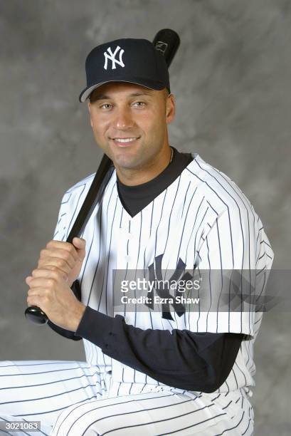 Infielder Derek Jeter of the New York Yankees poses for a picture during Yankees Photo Day in Tampa, Florida.