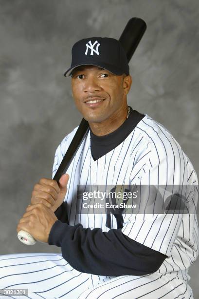 Outfielder Gary Sheffield of the New York Yankees poses for a picture during Yankees Photo Day in Tampa, Florida.