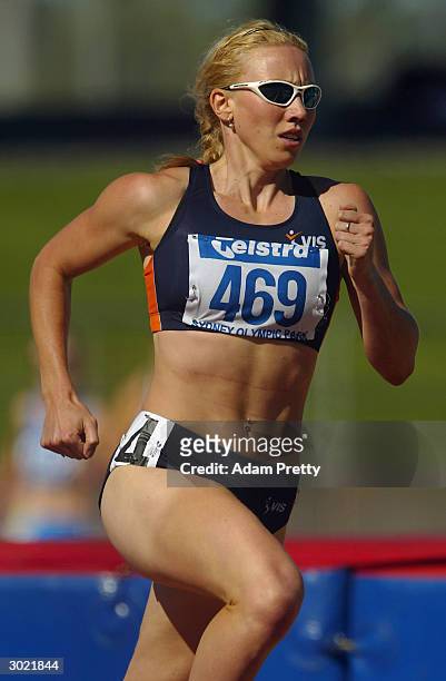Tamsyn Lewis of VIC in action during the womes 800m during the third day of the Telstra Olympic Team Athletics Trials at the Sydney Athletics Centre...