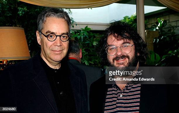 Composer Howard Shore and director Peter Jackson attend the champagne reception honoring the Academy Award Music Nominees on February 28, 2004 at the...