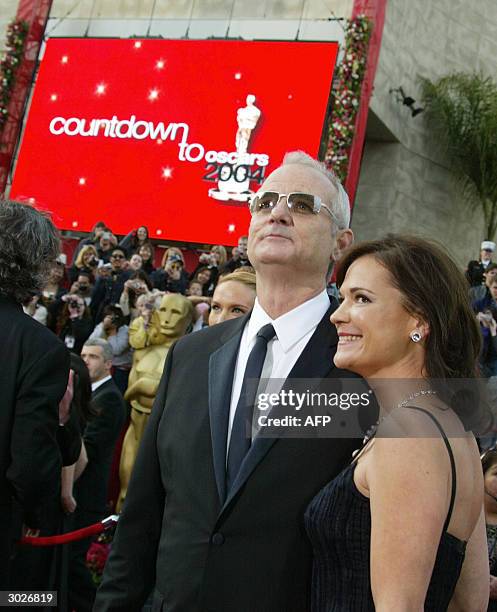 United States: Bill Murray and his wife Jennifer Butler arrive for the 76th Academy Awards ceremony 29 February, 2004 at the Kodak Theater in...