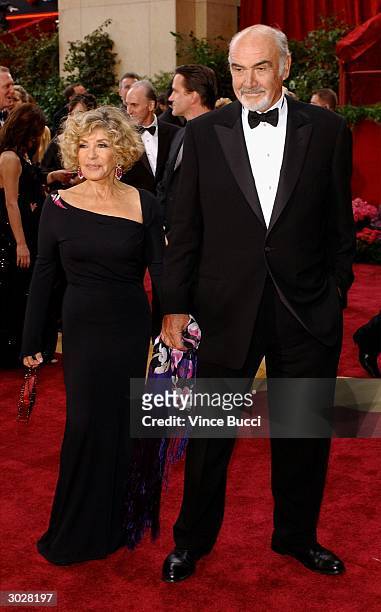 Actor Sean Connery and wife Micheline Connery attend the 76th Annual Academy Awards on February 29, 2004 at the Kodak Theater, in Hollywood,...