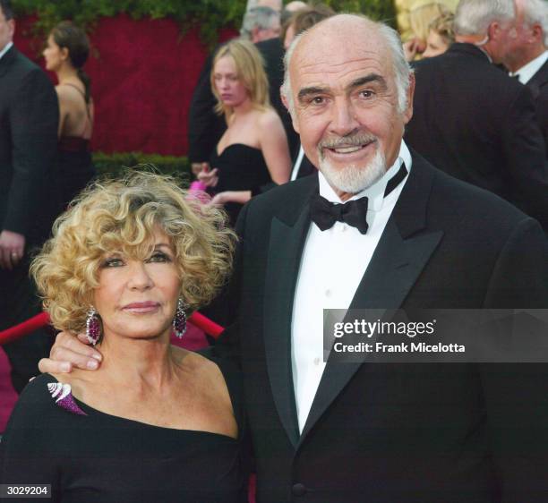 Actor Sean Connery and wife Micheline Connery attend the 76th Annual Academy Awards at the Kodak Theater on February 29, 2004 in Hollywood,...