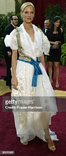 Actress Uma Thurman attends the 76th Annual Academy Awards on February 29, 2004 at the Kodak Theater, in Hollywood, California.