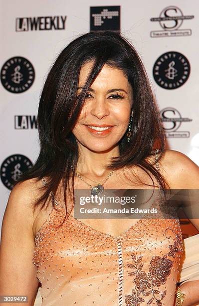 Actress Maria Conchita Alonso arrives at the Oscar Night Benefit Party for Amnesty International and the ACLU Foundation on February 29, 2004 at Ago...