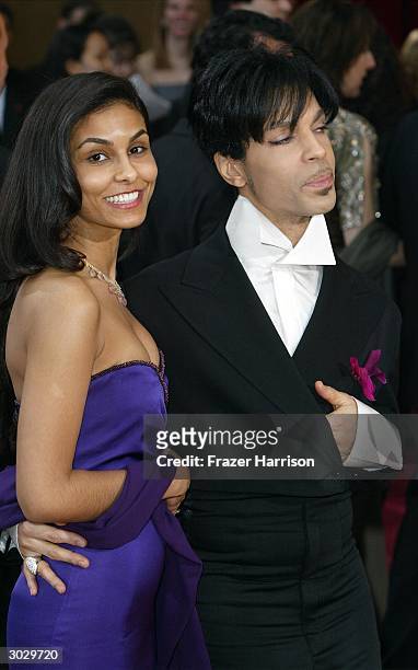 Artist Prince and second wife Manuela Testolini attend the 76th Annual Academy Awards at the Kodak Theater on February 29, 2004 in Hollywood,...